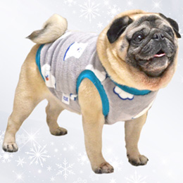 わんちゃんフリースタンクトップ(グレー×ブルー)